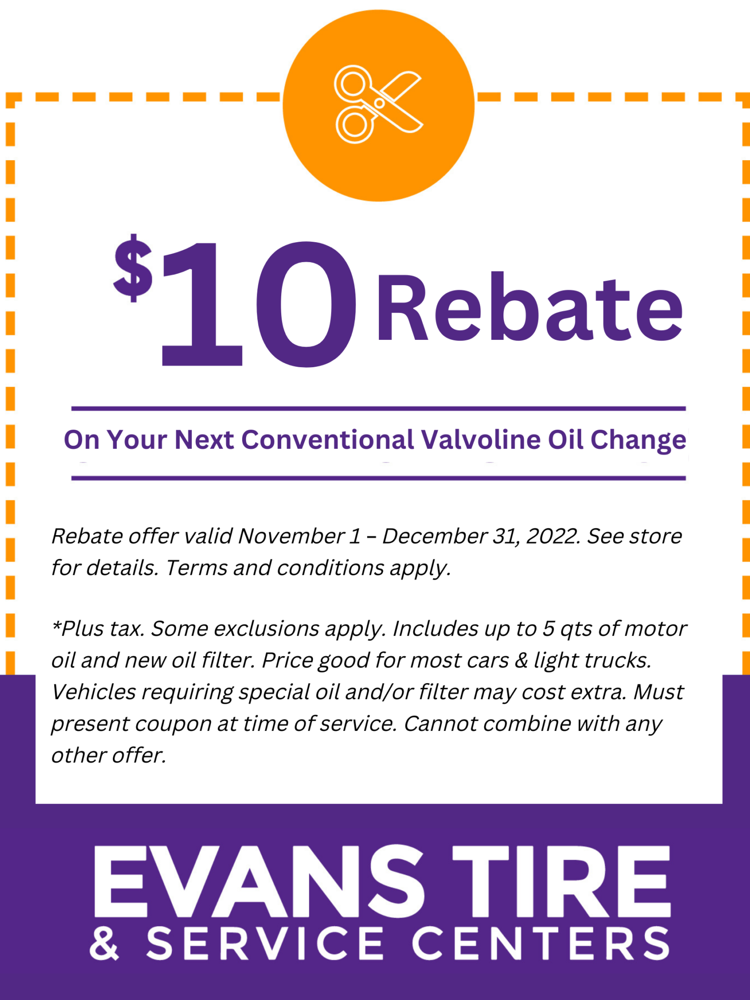 Valvoline Conventional Oil Change Rebate Evans Tire Service Centers